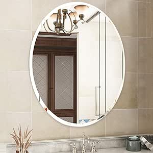 Espejos Pared baño Espejo de Pared Ovalado Biselado HD sin Marco Espejo