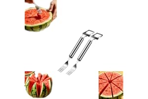 2-in-1 Watermelon Cutter Fork - Stainless Steel Watermelon Slicer Tool, Effortless Cube Cutter with Fork for Quick Fruit Cutt