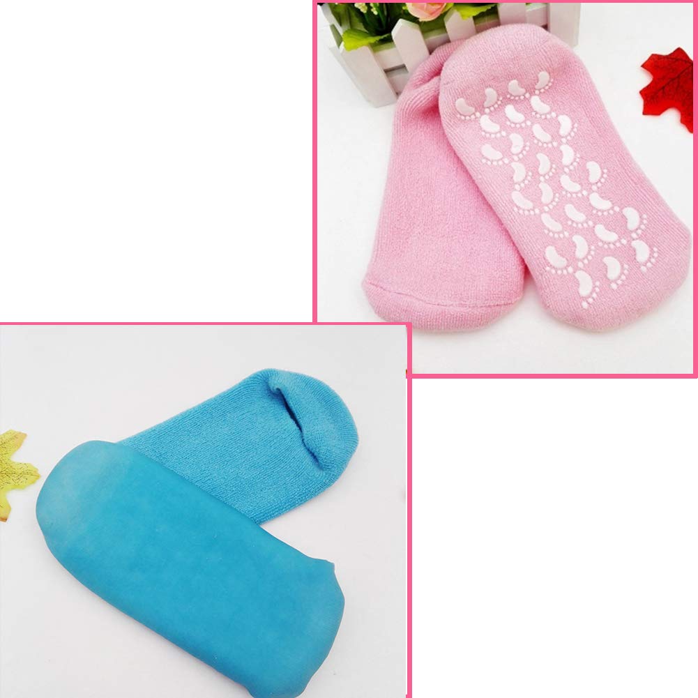 Moisturizing Socks 3 Pair Ultra-Soft SPA Socks Gel Lined Feet Care Treatment for Repairing Softening Feet Dry Cracked (Gel Socks) : Beauty