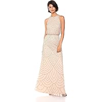 beaded bodice bridesmaid dresses Ladivine CD736 Elegant Fitted Formal Embellished Satin Gown Rose Gold / 0