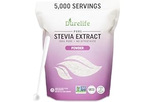 Durelife 100% Pure stevia extract sweetener 8 oz | No Erythritol, NON-GMO Project Verified, No Fillers, Zero Calorie Sugar Substitute | No Aftertaste | Micro-Spoon Included | 8 oz
