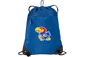 Broad Bay OFFICIAL University of Kansas Drawstring Backpack KU Jayhawks Cinch Bag - COOL MESH & MICROFIBER