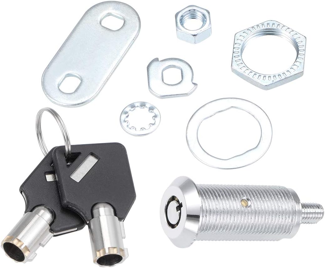 sourcing map Tubular Cam Lock 1-1/2" Cylinder Length Chrome Finish Keyed Different - Image 4