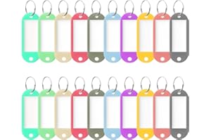Uniclife 20 Pcs Key Tags, 10 Color Key Tags with Labels, Key Labels for Keychain, Plastic Key Identifiers with Split Ring, Bl