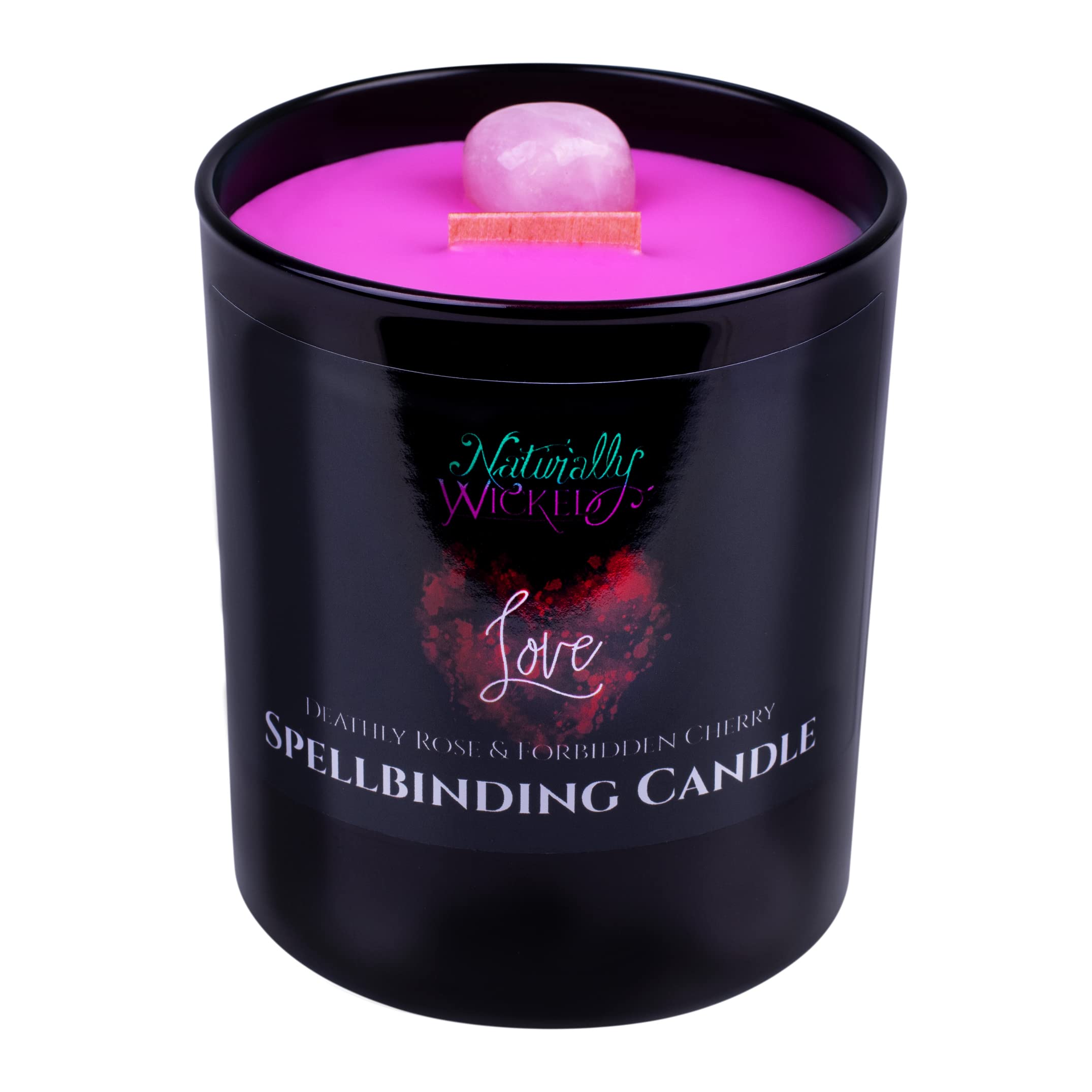 Naturally Wicked Spellbinding Love Candle | Scented Crystal Spell Candle | Inc Unique Candle Gift Box