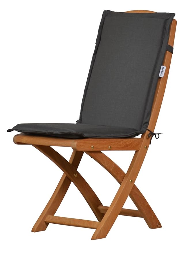 6 x Anthrazit graue Sitzauflage für Garten-Stühle & Klappstühle 88 x 40 cm ? Premium Polster-Auflage aus lichtechtem Dralon ?