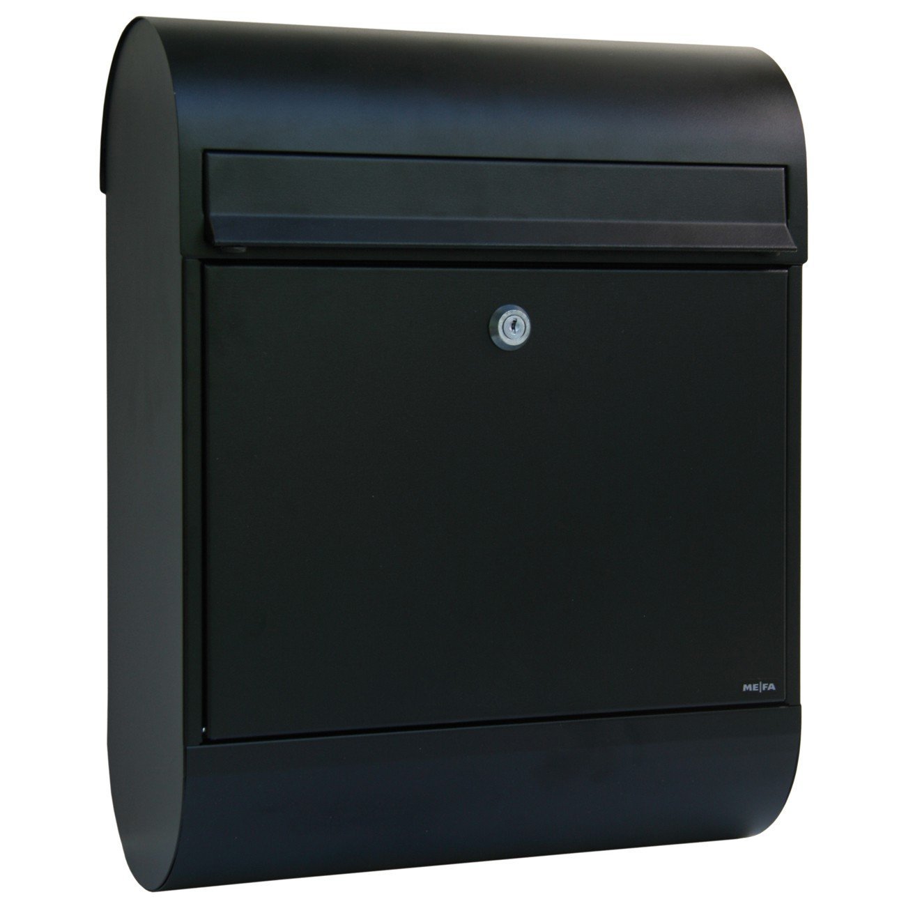 MEFA 864110DE Ruby 864 Letterbox (Deep Black, Structure-RAL 9005, Postbox with Security Lock, 450 x 350 x 150 mm)