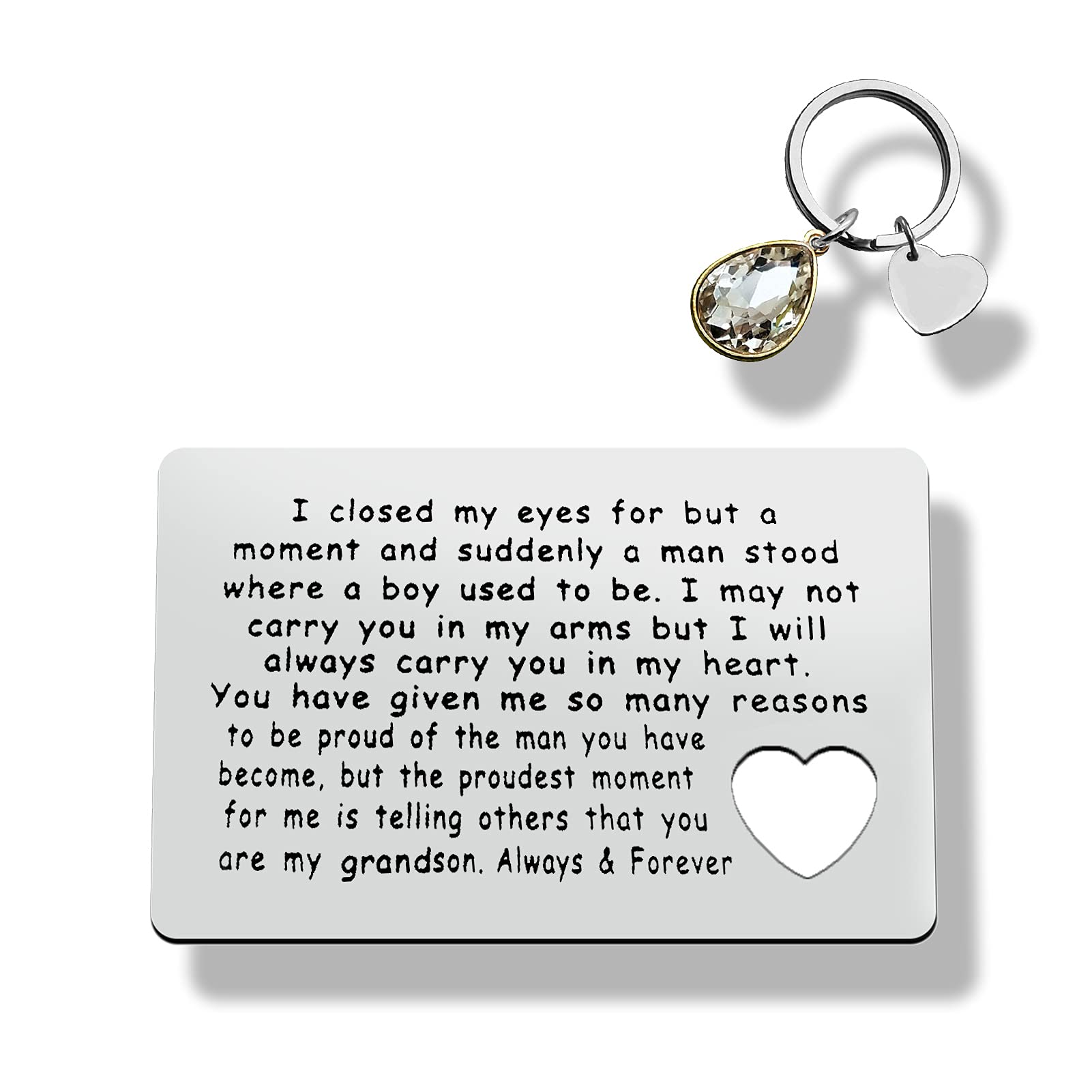 to My Grandson Birthday Gifts Grandson Graduation Gifts from Grandma Grandpa Engraved Wallet Card Inspirational Gift for Grandson Fathers Day Christmas Deployment Gifts