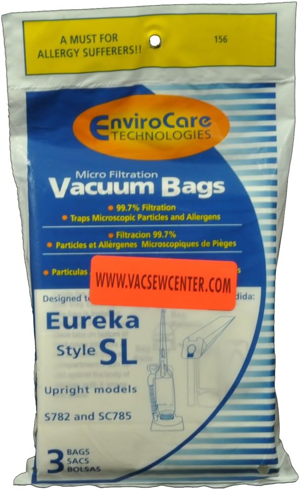 Eureka Style SL Vacuum Cleaner Bags, Eureka Item Number 61125, 3 bags in pack