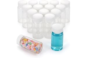 Njvial 16pcs 25mL Small Mini Glass Vials with Screw Caps, Leak Proof, Portable Travel, Refillable Reusable, Lightweight Trans