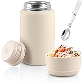 Thermo for Hot & Cold Food, 25oz Insulated Food Jar with Handle Spoon, Thermal Lunch Container, 316 Stainless Steel Lunch Box for Men Women, Keeps food Hot for 12 Hours or Cold for 24 Hours(White)