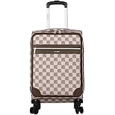 Steve Madden Designer Luggage Collection - Lightweight Softside Expandable Suitcase for Men & Women - Durable 20 Inch Carry On Bag with 4-Rolling Spinner Wheels (Chalet Brown, 20in)