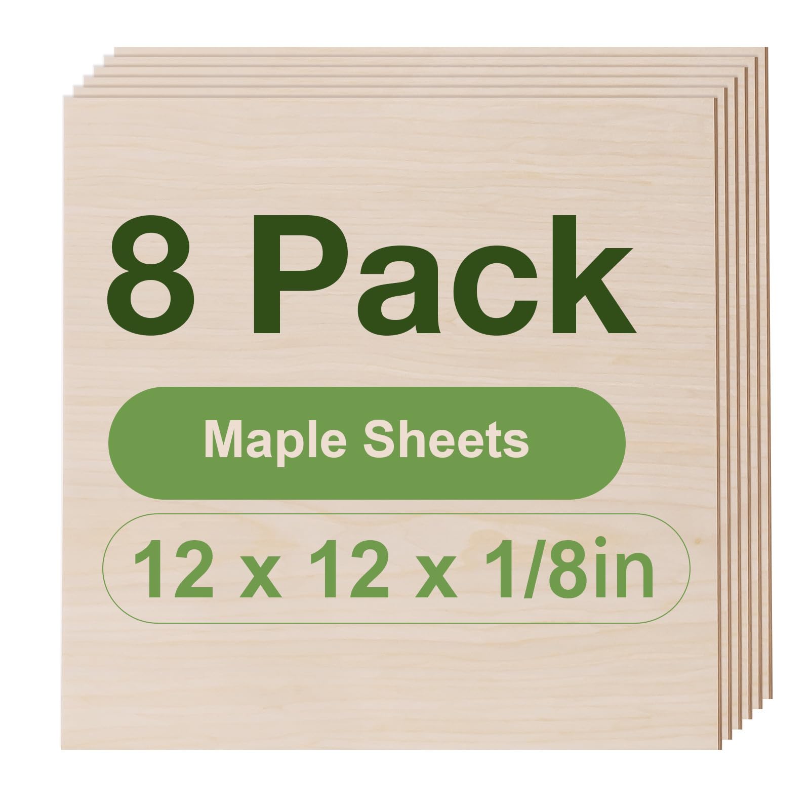 ROBOTIME 3mm Plywood Sheets Maple Veneer Cut to Size 30×30 CM 8 Pack Wood Burning Model Making Laser Ply Material, Thin Wood Sheets for Craft Projects — image 1