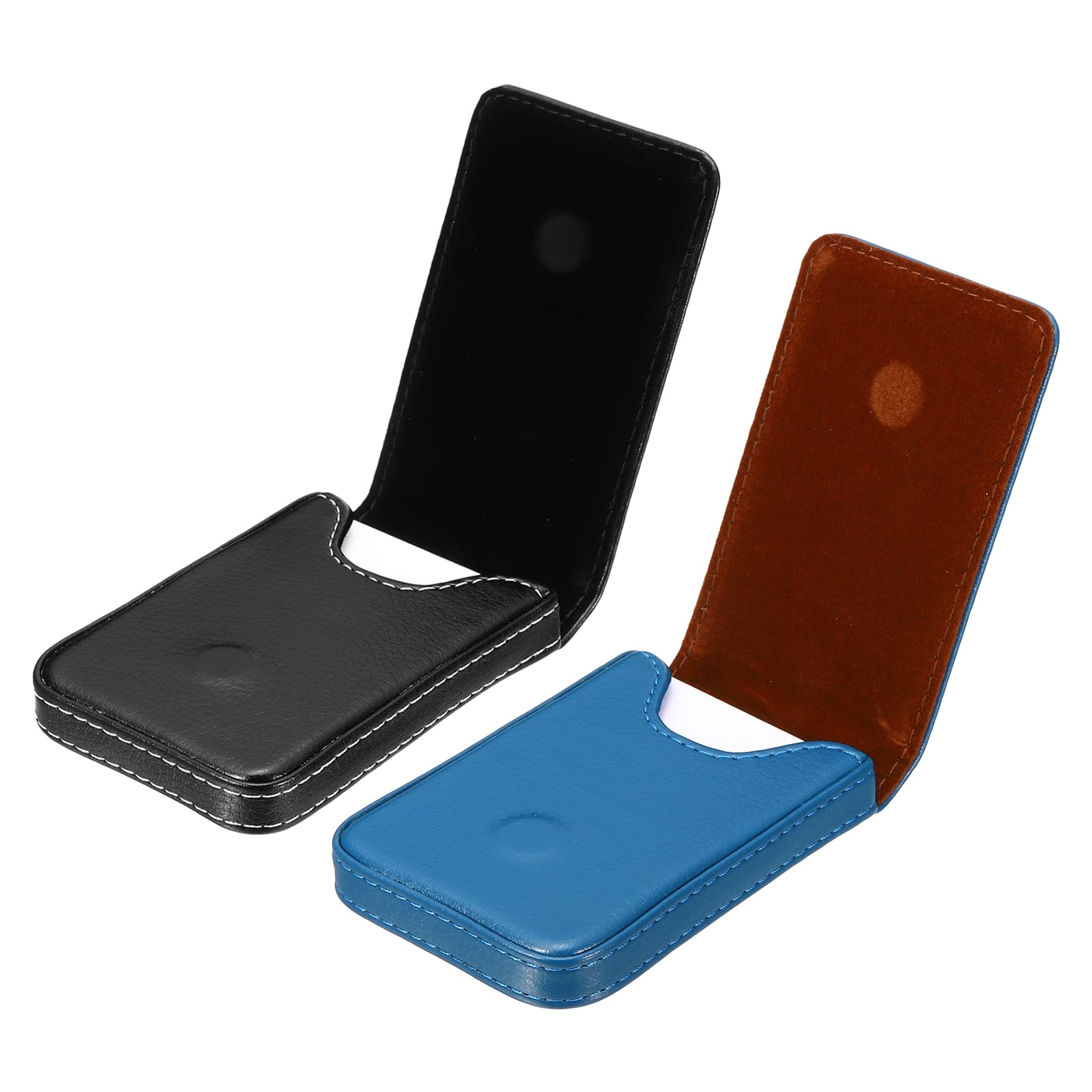 PATIKIL Business Card Holder, 2 Pcs PU Leather Business Card Pocket Slim Name Card Wallet with Magnetic Shut for Office Credit Card ID Organization, Black, Blue