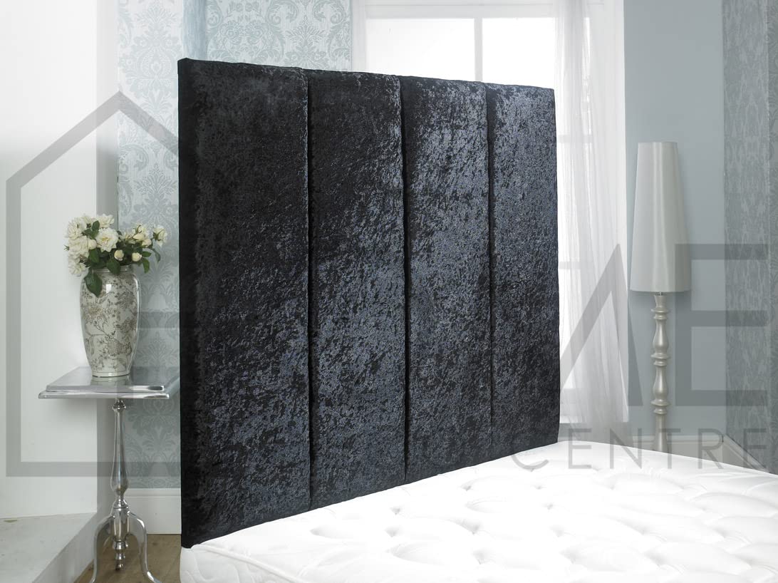 EXCELLENT CRUSHED VELVET ALTON WALL HEADBOARD 2ft6,3ft,4ft,4ft6,5ft,6ft !! (4FT6 DOUBLE 36, Black)