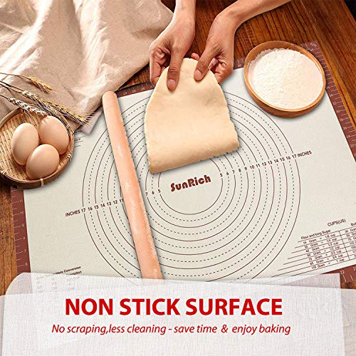 Silicone Baking Mat Pastry Board Extra Large 28''x20''- Non Stick Silicon Dough Rolling Mat Non Slip Kneading Counter liner With Measurements - Fondant/Pie Crust/Pizza/Bread/Cookie Mat by SUNRICH
