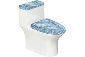 KUIFORTI Marble Toilet Cover Set 2 Pack Toilet Seat Cover Toilet Tank Lid Cover Replacement Universal Fit Toilet Top Cover with Elastic Bottom Easy to Clean Bathroom Home Indoor Decoration