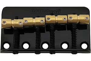 MUSICLILY Wilkinson WBBC Vintage 4 String Bass Bridge Brass Saddles for Fender Jazz Precision Bass, Black