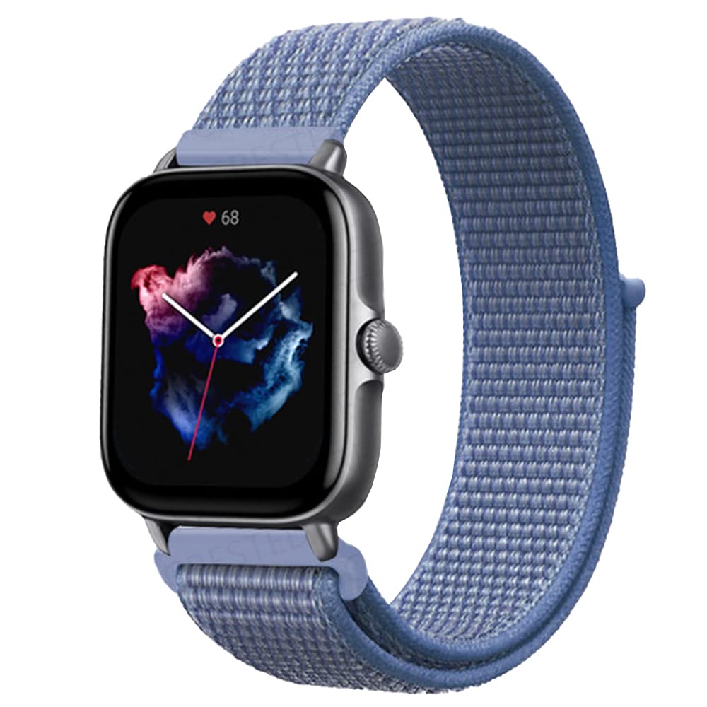 Niboow 20mm Strap Compatible with Amazfit T-Rex 3 Pro 44mm/Active 2/Active/GTS 4/GTS 4 Mini/GTS 3/GTS 2 Mini, Nylon Soft Watch Bands for Amazfit GTR Mini/Bip 3/Bip 3 Pro/Bip Lite/Bip U Pro - Blue โ image 1