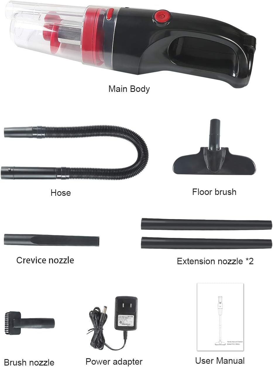 Amityke Handheld Vacuum Cleaner Cordless, Pet Hair Vacuum with Blow Function and Powerful Suction 2000mAh Li-ion Battery Portable Lightweight 6 Accessories for Home Car Carpet -