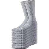 Basic Crew Socks 8-Pack for Men & Women – Cushioned Quad-Ply Arch Support, Compression Fit Crew Length Socks for Sports