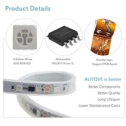 ALITOVE WS2811 Addressable RGB LED Strip Light 24V