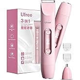Ufree Bikini Trimmer Electric Razors for Women Dual Head, Pubic Body Hair Trimmer Electric Shaver for Face, Legs, Arm, Rechar