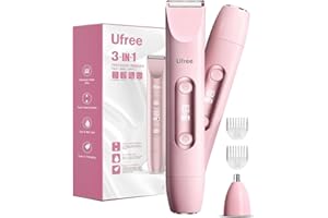 Ufree Bikini Trimmer Electric Razors for Women Dual Head, Pubic Body Hair Trimmer Electric Shaver for Face, Legs, Arm, Rechargeable Lady Shaver Waterproof, Summer Grooming Kit, Gifts for Her
