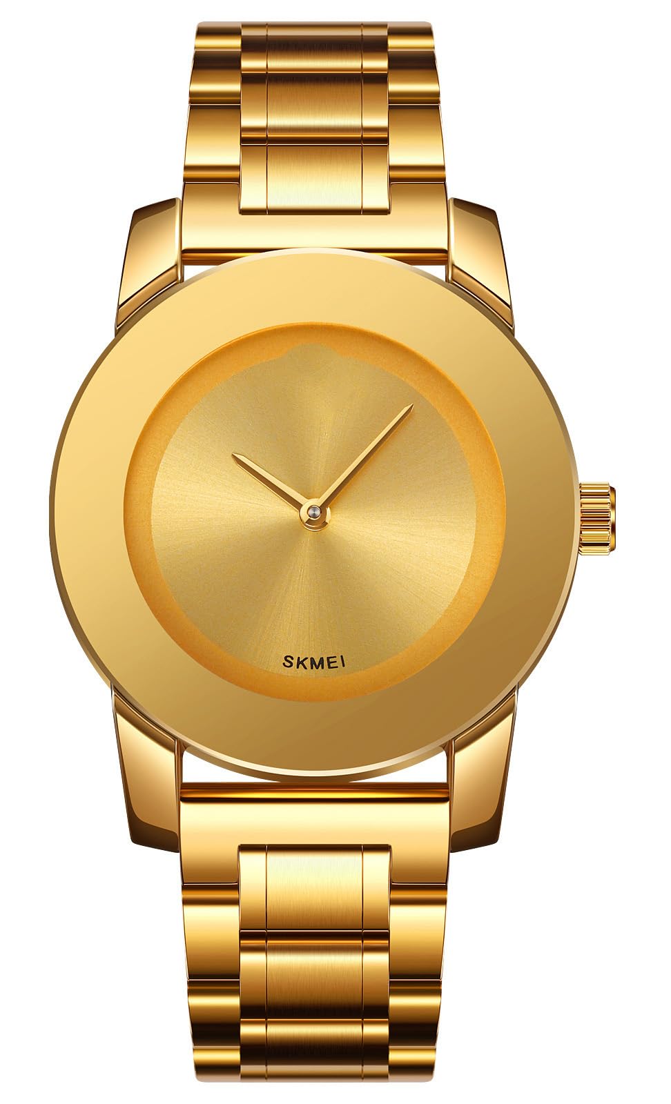 Photo 1 of Gosasa Elegant Unisex Stainless Steel Waterproof Quartz Watch with Diamond Accents - Minimalist Luxury Business Casual Wrist Watch for Men and Women (Gold Gold)