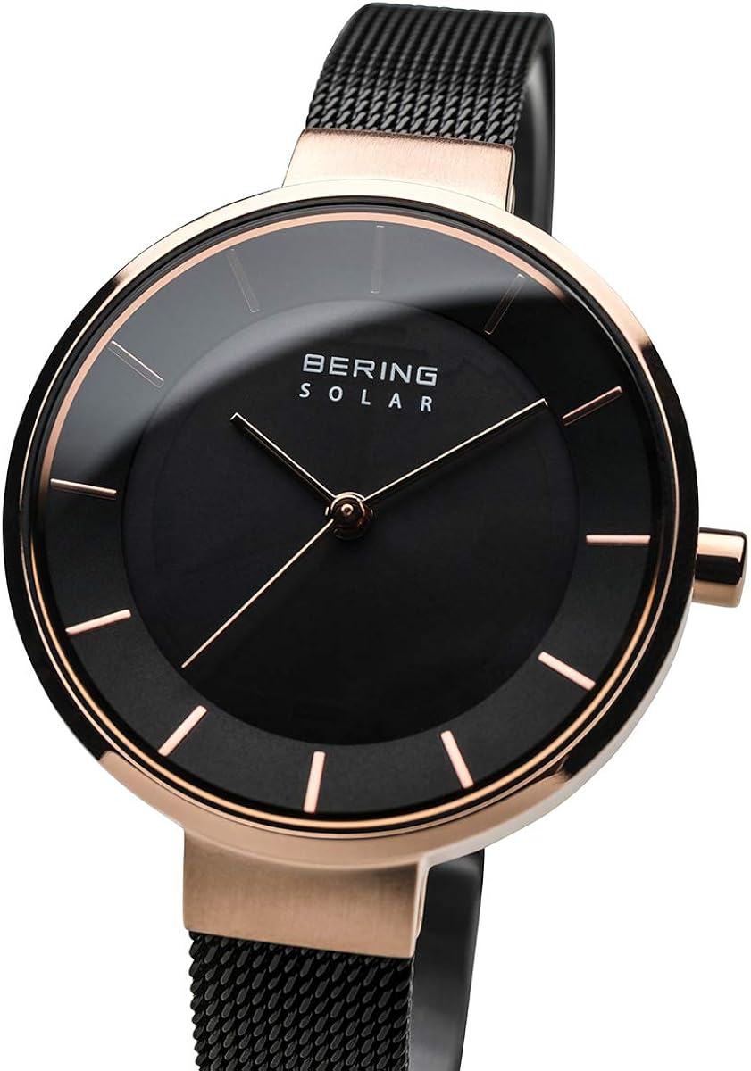 BERING Women Analog Solar Collection Watch with stainless steel Strap and Sapphire Crystal 14631-166, Black, 31 - Image 3