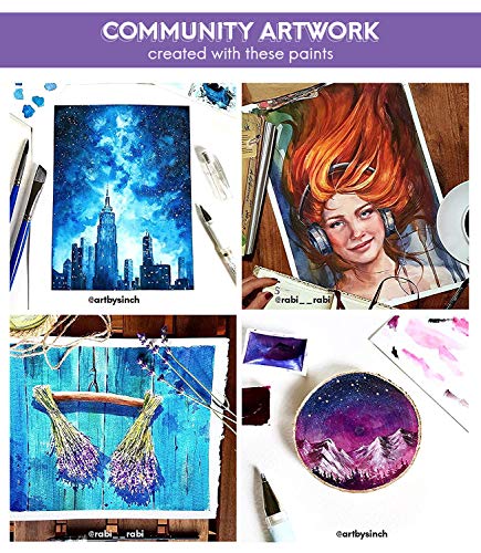 Komorebi Japanese Watercolor Paint Set - 40 Colors - Including Metallic and Neon - Artist Quality - Richly Pigmented- Perfect for Artists, Students or Hobbyists - MozArt Supplies
