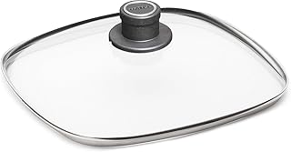 Sicherheitsglasdeckel, viereckig, 28 x 28 cm, Deckelknopf mit permanenter Entlüftung