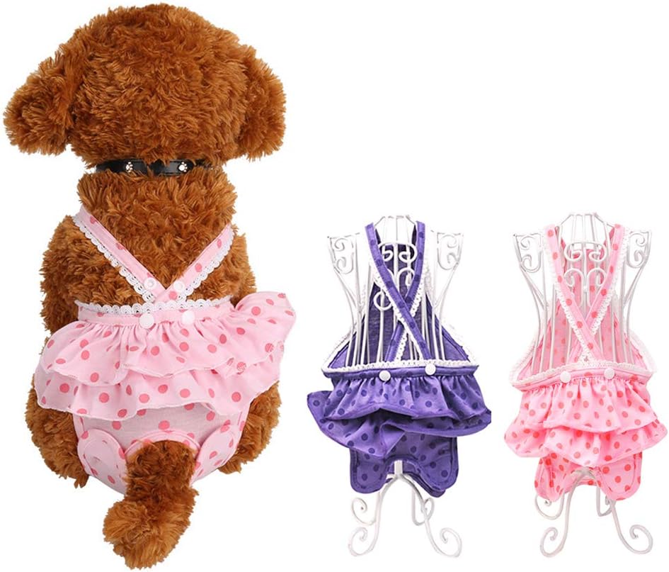 Luck Dawn Female Dog Diaper with Suspenders Adjustable Tighten Strap Physiological Sanitary Panties Washable Reusable Puppy Nappies