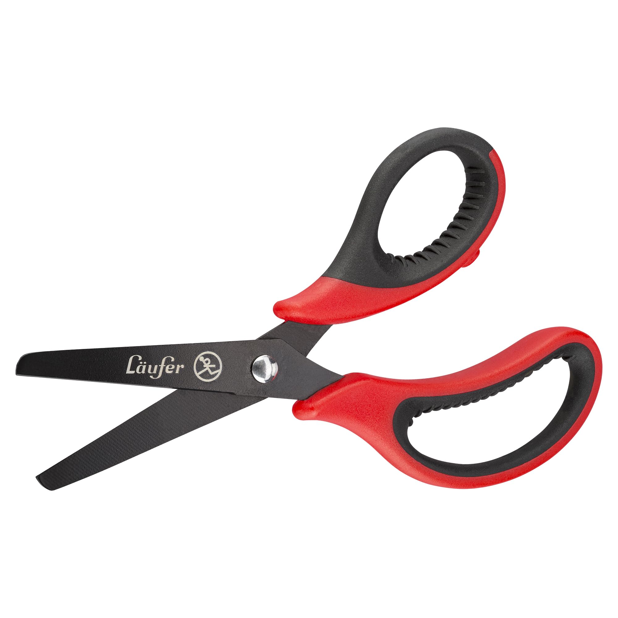 Läufer 87321 Ergonomic Craft Scissors for Left-Handed Users, Round, Red/Black, School Scissors from 1st Class