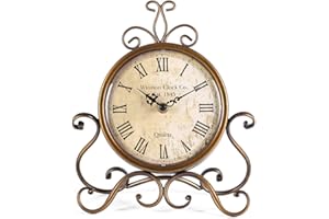 HZDHCLH Vintage Table Clocks for Living Room Bedroom Decor, Silent Decorative Farmhouse Shelf Clock Battery Operated, Small Rustic Mantel Clock with Roman Numerals