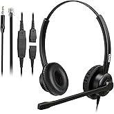 MAIRDI Phone Headset with Microphone Noise Canceling, Telephone Headset for Call Center, Office Headset with RJ9 & 3.5mm Jack for Landline Deskphone Cell Phone PC Laptop, Work for Polycom Avaya