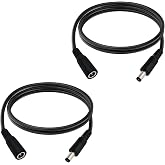 3.3FT DC Power Extension Cable 5.5mmx2.1mm 18AWG Male to Female 2pcs | 12V Extension Cable 5521 DC Connector Suitable for CCTV Surveillance Cameras, Routers, Printers, and LED Light Strips