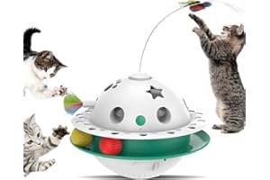LCTROS Interactive Cat Toys for Indoor Cats 4 in 1, Flying Butterfly, Shooting Feather, Catnip Balls, Automatic Kitten Toy, Dual Power Supplies & Stylish Design (Green)