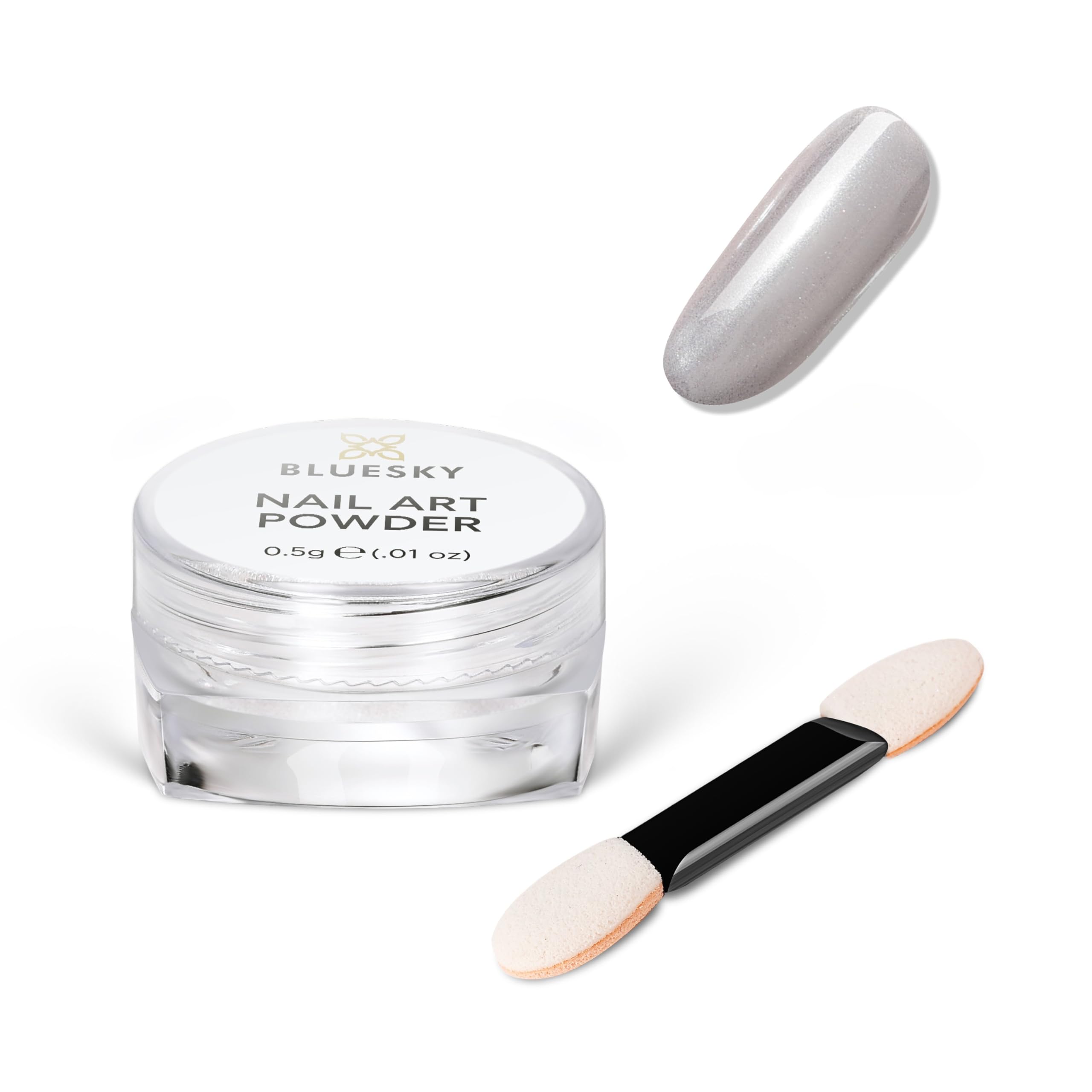 Bluesky Moonshine Nail Powder - Super White 5g - Pearlescent Chrome Powder, Glazed Donut Effect, Iridescent Powder for Nails