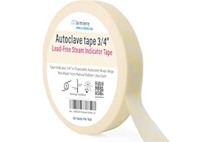 LA MIERE Autoclave Sterilization Tape 3/4" x 60 Yards- Dental, Medical, and Sterilizer Safe Adhesive Tape for Steam & EO Gas Indicators
