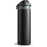 ENCOOL Leakproof Insulated Water Bottle with Straw Dual-Sip Water Bottle Bag-Safe Design for Work, Commute & Gym – Keeps Drinks Cold All Day, 24 oz, Charcoal Gray