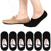ADFOLF 6 Pack Mens No Show Socks Casual Low Cut Thin Loafers Non Slip Boat Liners (9-13, Black)