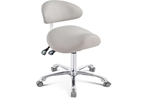 HNKastela Rolling Saddle Chair with Back Support, Height Adjustable Ergonomic Saddle Stool Chair with Wheels for Dental Hygienist,Salon,Esthetician…