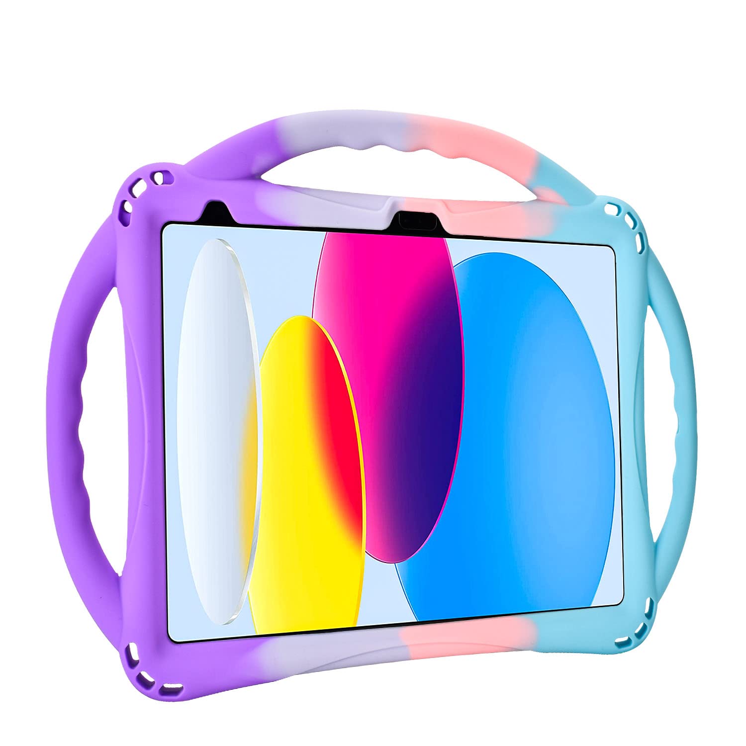 TopEsct Kids Case for iPad (A16) 11th Gen 11" 2025, iPad 10th Gen 10.9" 2022, Built in Kickstand, Silicone Shockproof Cover Comes with Strap (Purple & Turquoise)