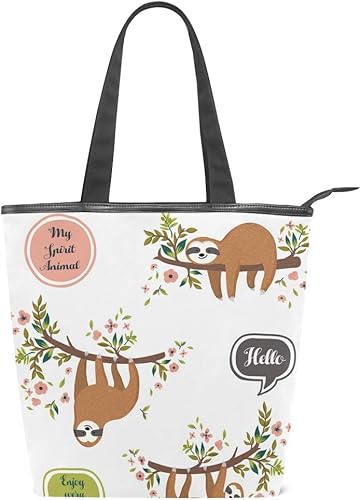 Mnsruu Grand Sac A Main En Toile Sac Fourre Tout De Plage Sac A Bandouliere Voyage Shopping Mignon Paresseux Avec Citation Floral Summer Holiday Sac A Main Pour Femme Amazon Fr Chaussures Et Sacs