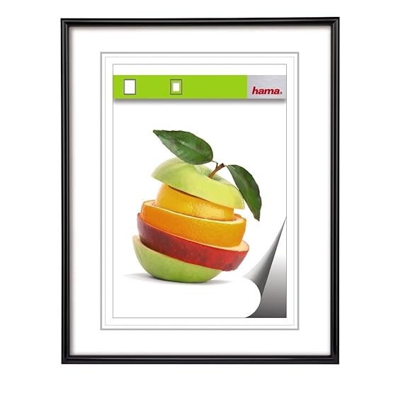 Hama Sevilla Bilderrahmen, DIN A3 (29,7 x 42 cm), mit Papier-Passepartout 18 x 24 cm, bruchsicheres Kunststoff Glas, zum Aufh