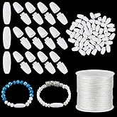 PH PandaHall Breakaway Clasps for Lanyard, 24mm White Clasp Bead Barrel Connectors 30pcs Safety Clasps with 1.5mm x 50 Yards Nylon Lanyard String Cord for Necklace Bracelet Jewelry DIY Crafts Making