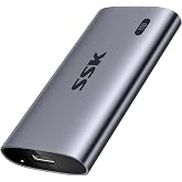 SSK Portable SSD 1TB Up to 2000 MB/s External Solid State Hard Drives | 20Gbps USB3.2 Gen2X2 External SSD, SMART &amp; TRIM, 4KHDR ProRes, LED Light, OTG, iphone 15/16/17 Pro Compatible, Aluminum Alloy