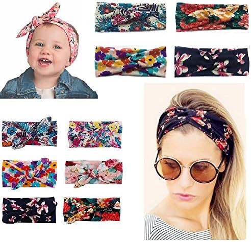Voguetu Mommy Baby Retro Floral Headbands Mother And Daughter Hair Bands 10 Pack
