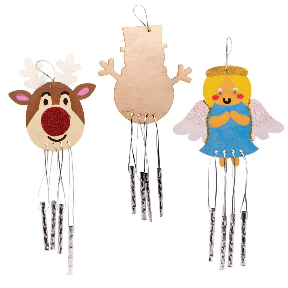 Baker Ross Christmas Wooden Windchimes, Festive Arts and Craft (Pack of 4)
